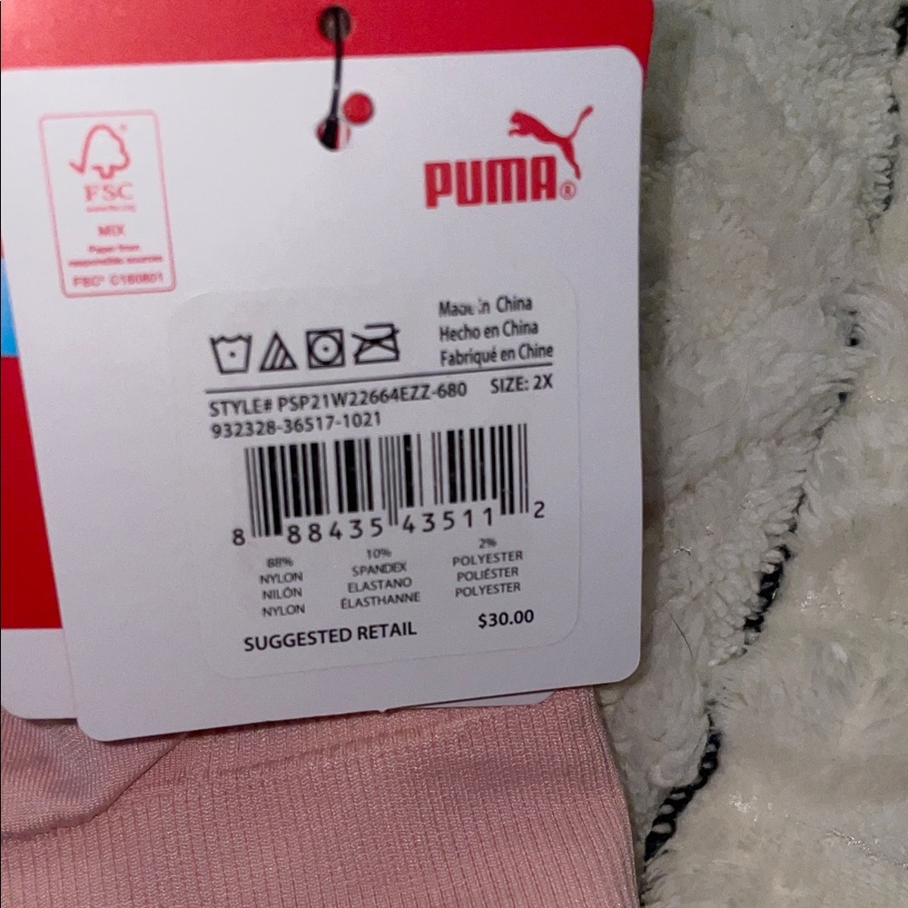 NWT Puma Light Pink Sports Top with Gray Logo - Picture 3 of 4